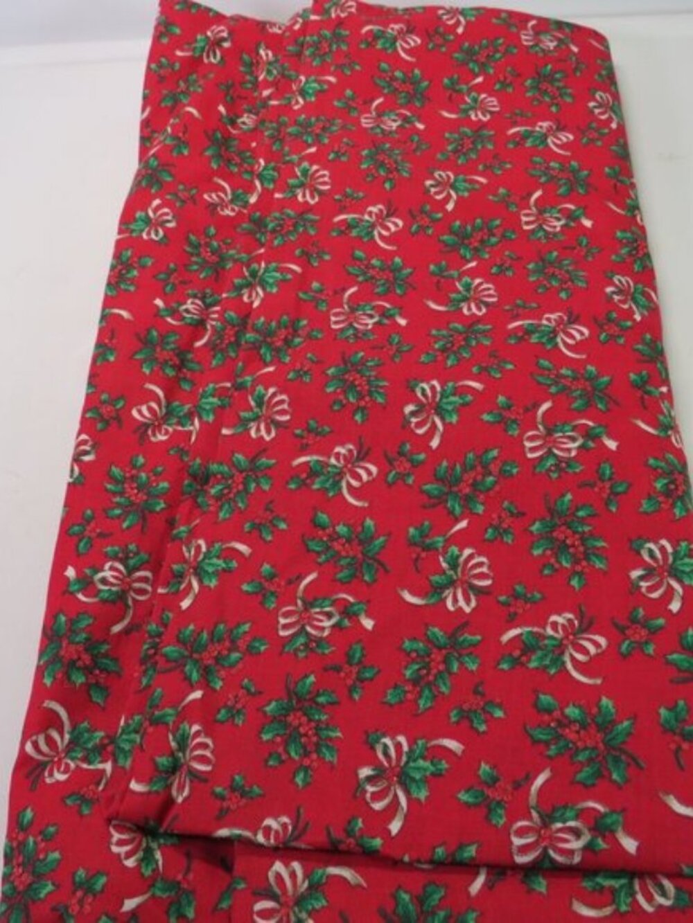 Large Christmas Santa Gift Sack Red Holly Ribbon Drawstring Fabric Bag 32x42